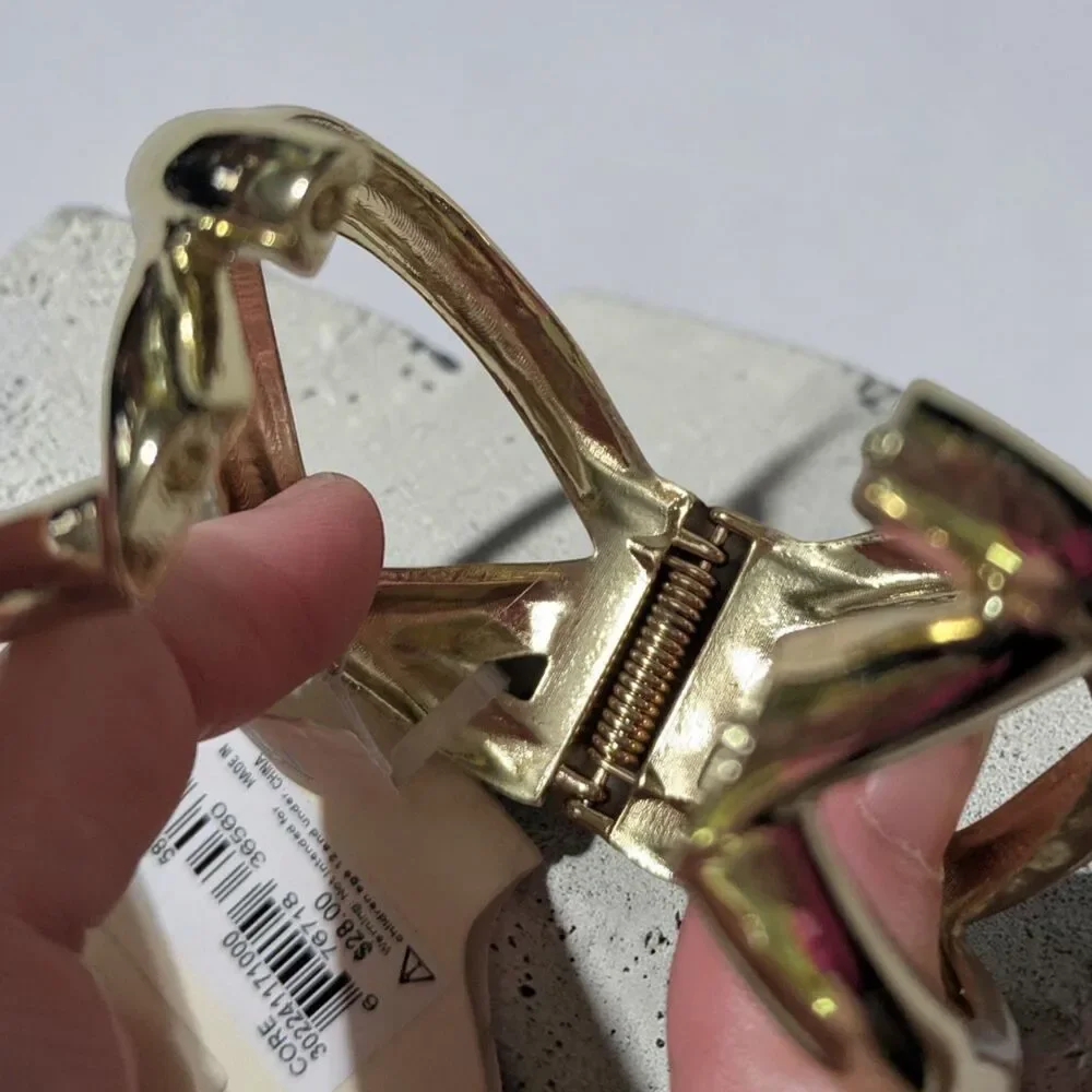 Gold Statement Cuff Bracelet Chunky Design Wide Bangle Bold Fashion Jewelry - Picture 4 of 5